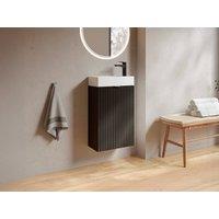 Vente-unique Fluted Cloakroom Basin Unit With Reversible Door - Black - H60 X L40 X