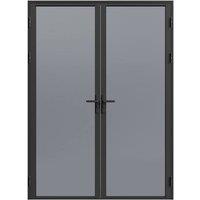 Vente-unique Reversible Double Door With Swinging Aluminum Doors With Smoked in Black