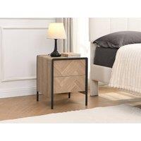 Vente-unique Set Of 2 Bedside Tables With 2 Drawers - MDF & Metal - Natural and in Black