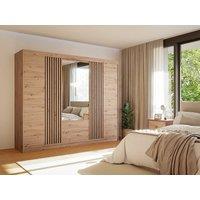 Vente-unique Wardrobe With 4 Doors & 2 Drawers - With Mirror - W250 Cm - Natural in Light Oak