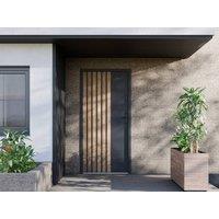 Vente-unique Solid Steel Front Door - H207 X W100 Cm - Anthracite With Oak Effect in Light Oak