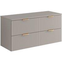 Vente-unique Striped Floating Vanity Unit With Shelf - Beige - W120 Cm - ZEVARA