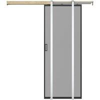 Vente-unique Sliding Door With Pocket Door System - Aluminium & Smoked Tempered in Black
