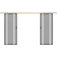 Vente-unique Double Sliding Door With Pocket Door System - Aluminium & Smoked in Black