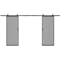 Vente-unique Double Sliding Door With Pocket Door System - Aluminium & Smoked in Black