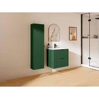 Vente-unique Fluted Wall-Hung Bathroom Tall Unit - Matt Green - H140 Cm - ZEVINI