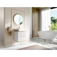 Vente-unique Fluted Wall-Hung Vanity Unit With Gold Trim - White - W60 Cm - KELIZA