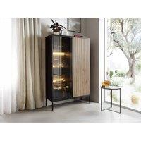 Vente-unique Display Cabinet With 2 Doors & 1 Drawer With Leds In MDF & Smoked in Black