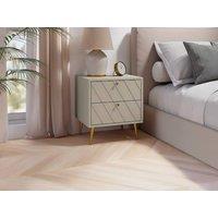 Vente-unique Set Of 2 Bedside Tables - 2 Drawers - Beige - TEODA
