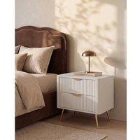 Vente-unique Set Of 2 Bedside Tables With 2 Drawers - Beige & Gold - ELONARIA