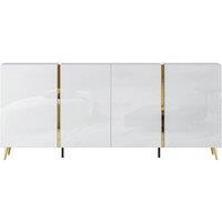 Vente-unique Sideboard With 4 Doors - 200 Cm - Gloss White & Gold - MARZIALO in Metallic Gold