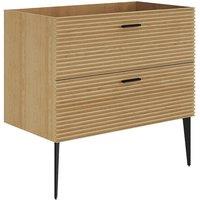 Vente-unique Ribbed Freestanding Vanity Unit On Legs - 2 Drawers - Light Natural in Light Oak