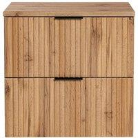 Vente-unique Striped Wall-Hung Vanity Unit With Shelf - Light Natural - W60 Cm in Light Oak