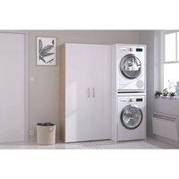 Vente-unique Washing Machine & Tumble Dryer Cabinet With Double Door Storage in Light Oak