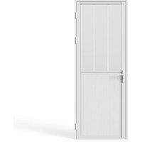 Vente-unique Reversible Aluminium & Frosted Tempered Glass Workshop-Style Door in White
