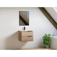Vente-unique Wall-Hung Bathroom Unit With Inset Basin - Light Natural - 60 Cm in Light Oak