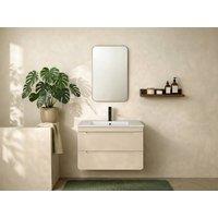 Vente-unique Suspended Bathroom Vanity Unit With Inset Basin - Beige - 80 Cm