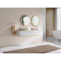 Vente-unique Suspended Grooved Bathroom Cabinet With Gold Trim, 2 Drawers and in White