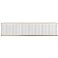 Vente-unique Striped Gold Trim 2-Drawer Wall-Hung Vanity Unit - White - 150 Cm