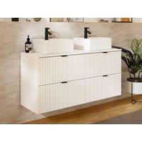 Vente-unique Striped Wall-Hung Bathroom Vanity Unit With Square Countertop Basin in White