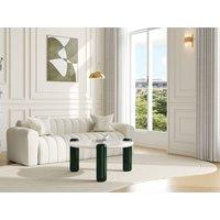 Vente-unique Marble & MDF Coffee Table - Beige & Green - NARODI in White
