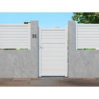Vente-unique Louvred Aluminium Pedestrian Gate - W103 X H180 Cm - White - VIAZO