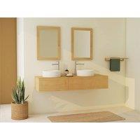 Vente-unique Wall-Hung Mindi Wood Vanity Unit - 150 Cm - TIDORE in Light Oak