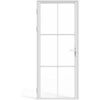 Vente-unique Reversible Aluminium & Tempered Glass Door Set - H204 X W83 Cm in White