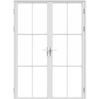Vente-unique Reversible Double-Leaf Door Unit In Aluminium & Tempered Glass in White