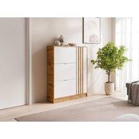 Vente-unique Shoe Cabinet With 1 Door & 3 Drop-Down Compartments - Natural and in Light Oak
