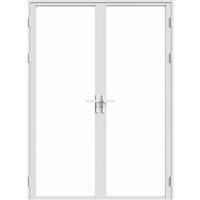 Vente-unique Reversible Double-Leaf Door Set In Aluminium & Tempered Glass - 2 X in White