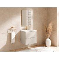 Vente-unique Wall-Hung Vanity Unit With Metal Handles - Beige - 60 Cm - ONDIL