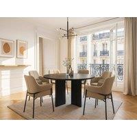 Vente-unique Round Dining Table Seats 6 - Black - TOPANIA