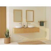 Vente-unique Wall-Mounted Bathroom Vanity Unit In Mindi Wood With Double Round in Light Oak