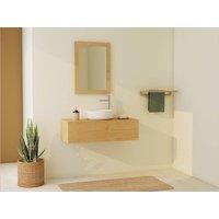 Vente-unique Wall-Mounted Bathroom Vanity Unit In Mindi Wood With Round Ceramic in Light Oak