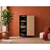 Vente-unique 2-Door Display Cabinet With Leds In MDF & Smoked Glass - H. 166 Cm in Black