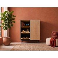 Vente-unique 2-Door Display Cabinet With Leds In MDF & Smoked Glass - H. 127 Cm in Black