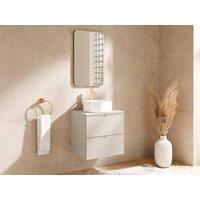 Vente-unique Suspended Bathroom Vanity Unit With Round Countertop Basin - Beige