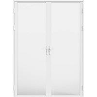 Vente-unique Reversible Double-Leaf Door Set In Aluminium & Frosted Tempered in White