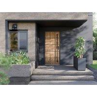 Vente-unique Solid Steel & Stainless Steel Front Door - H207 X W100 Cm - Oak in Light Oak