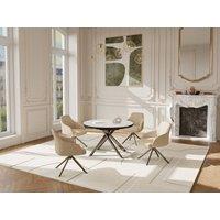 Vente-unique Extendable Dining Table for 4 To 6 People In Ceramic, MDF & Metal in White