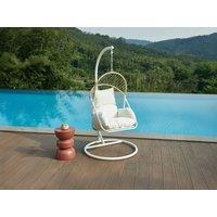 Vente-unique Woven Resin Hanging Chair - Light Natural With White Cushions - LUTUS in Light Oak