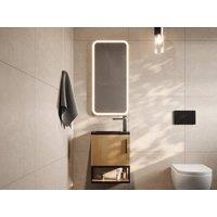 Vente-unique Wall-Hung Cloakroom Basin Unit With Open Shelf & Black Basin - 40 Cm