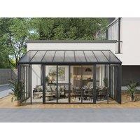 Vente-unique Aluminium & Polycarbonate Conservatory With UV Protection - 19.99 M in Dark Grey