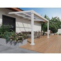 Vente-unique Wall-Mounted Aluminium Pergola With Sliding Roof - 12 M - White