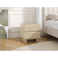 Vente-unique Bedside Table With 2 Drawers - MDF - Gloss Beige - AUNELA