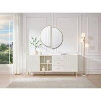 Vente-unique Sideboard With 2 Doors, 3 Drawers & 4 Niches - White & Gold