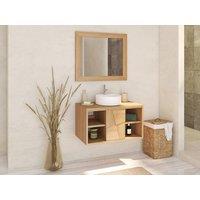 Vente-unique Wall-Hung Teak Vanity Unit - L80 Cm - SUMBAWA in Light Oak