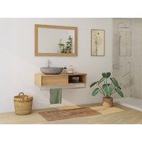 Vente-unique Wall-Hung Teak Vanity Unit With Towel Rail - 105 Cm - KUPANG in Light Oak