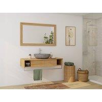 Vente-unique Suspended Teak Vanity Unit With Towel Rail - 120 Cm - KUPANG in Light Oak